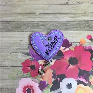 Felt Badge Reel Purple “Scrub Life” Heart